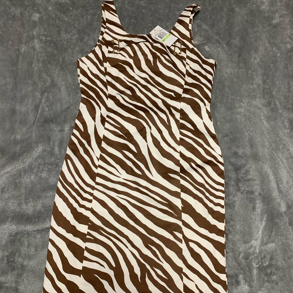 Micheal Kors new cream and tan Zebra print dress.